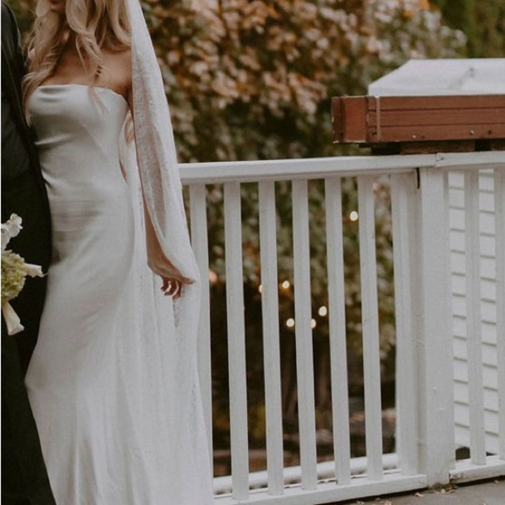Anthropologie Long Lace Veil with Gold Hair Pin